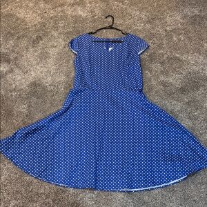 Pin Up Blue Polka Dot Midi Dress